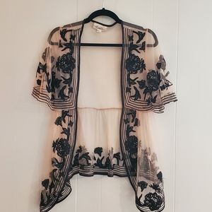 Sheer with Black Open Blouse